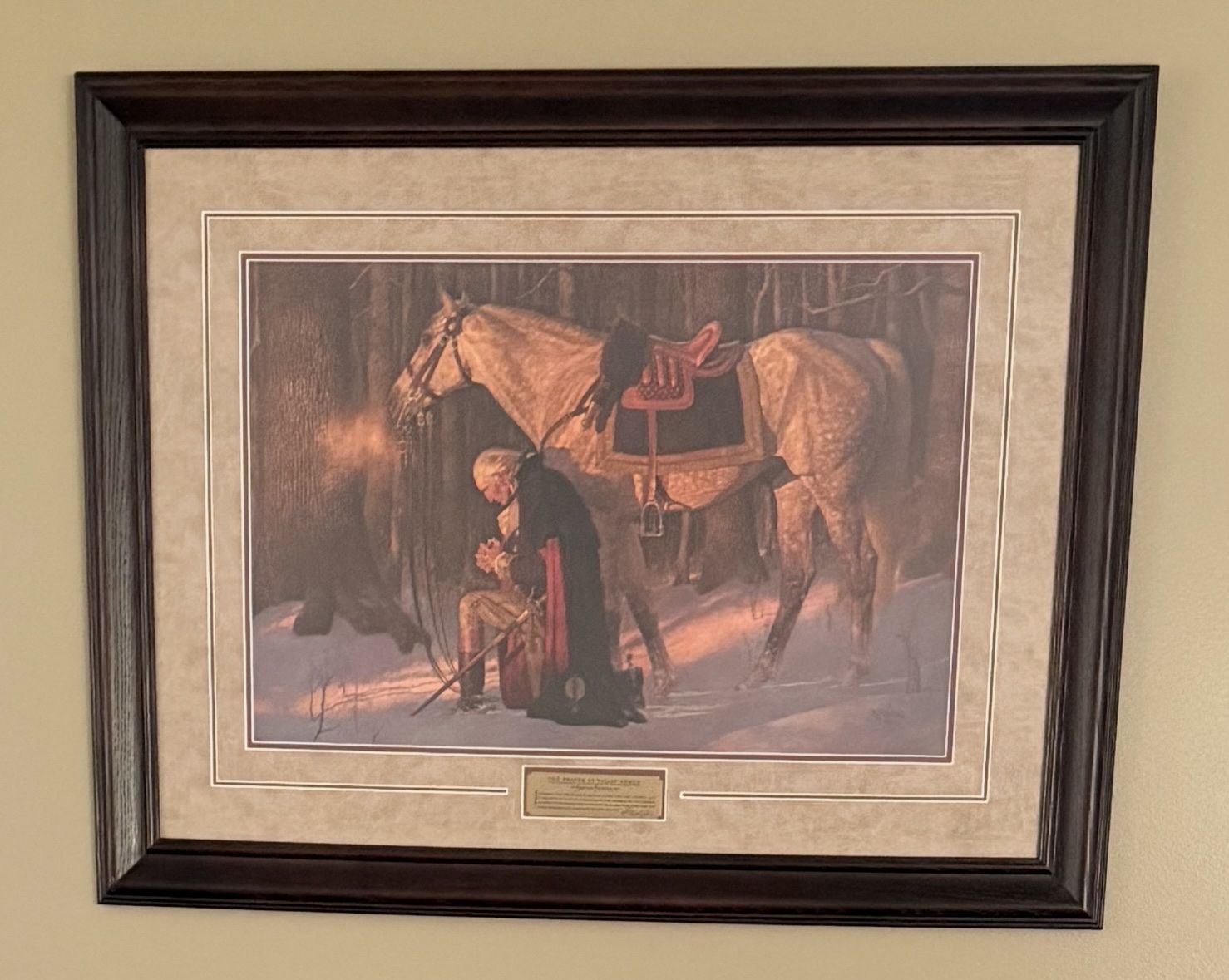 Framed George Washington Prayer at Valley Forge Print with Certificate of Authenticity (28" x 37.5")