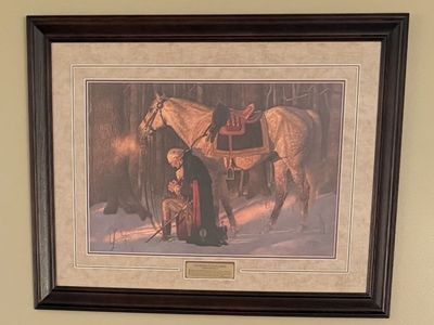 Framed George Washington Prayer at Valley Forge Print with Certificate of Authenticity (28" x 37.5")