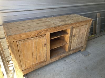 Solid Wood TV Stand / Stereo Cabinet - Desert tone sort of piece - west elm sort of style