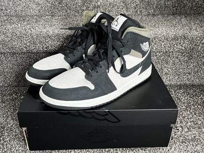 Nike Air Jordan 1 Mid Dark Green Suede Black White Sneakers - Men's Size 11