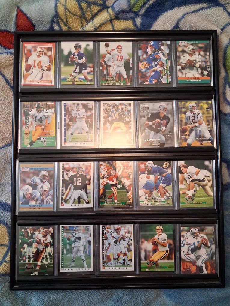 Vintage NFL Football Trading Card Collection - Joe Montana, Dan Marino, Steve Young & More (Framed)