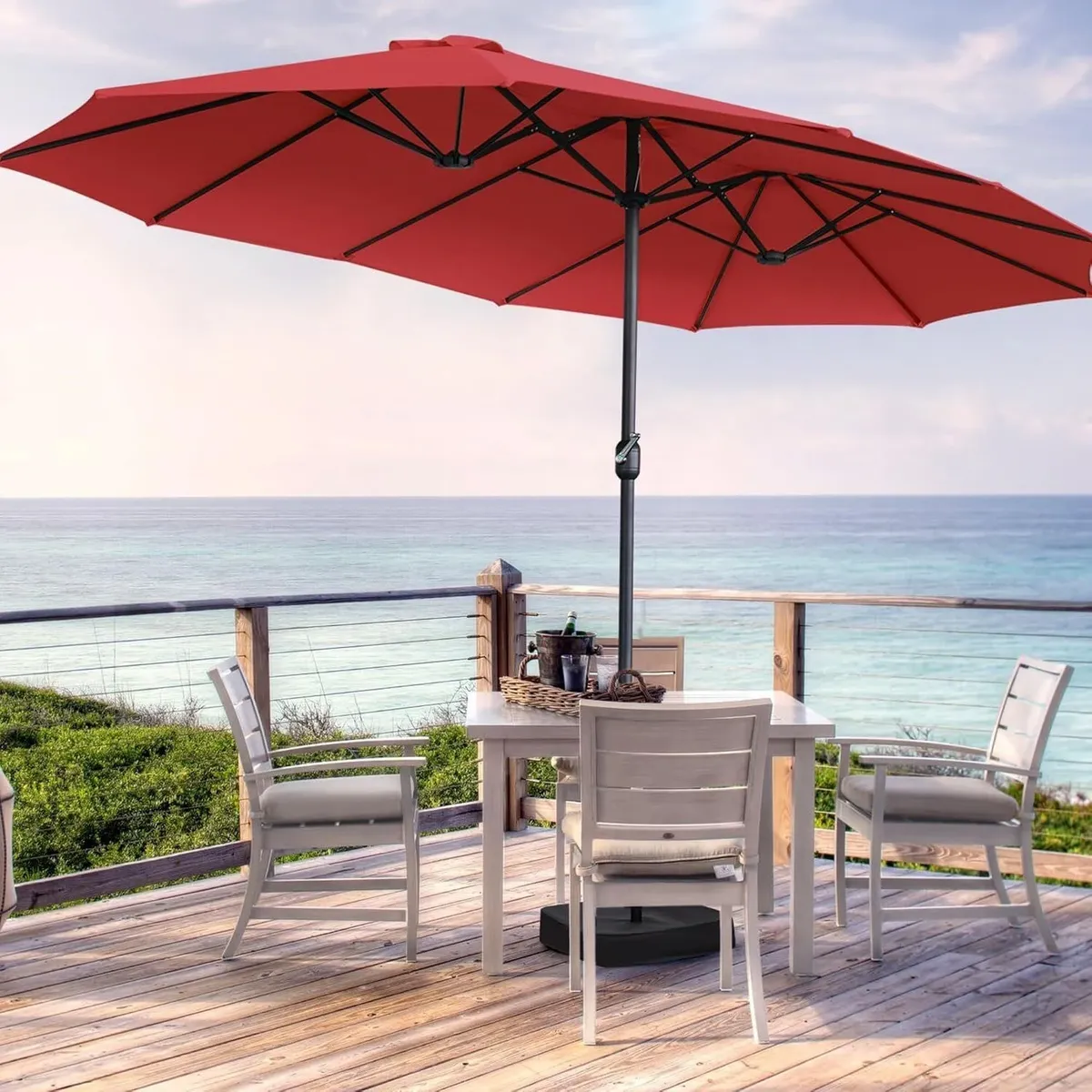 15ft, Burgundy, Large Patio Umbrella