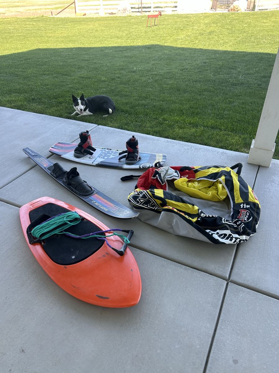 Wake board, knee board, tube, water ski