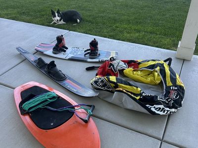 Wake board, knee board, tube, water ski