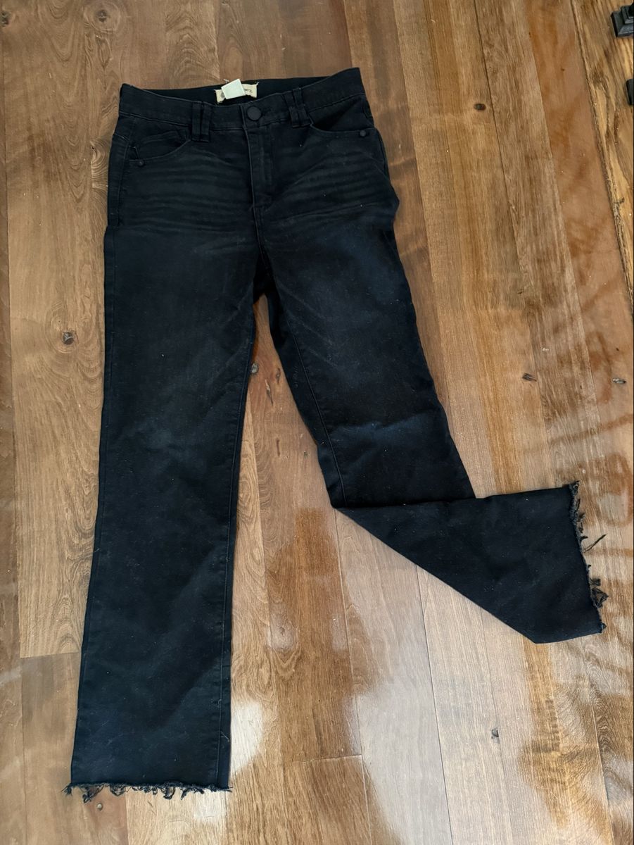 Jeans Democracy brand black size 4 “ab” technology frayed bottoms inseam 28”
