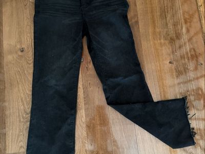 Jeans Democracy brand black size 4 “ab” technology frayed bottoms inseam 28”