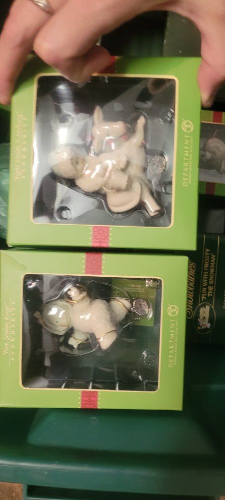 Dept 56 Snowbabies Ornaments - Eight Maids A-Milking & Five Golden Rings Set of 2