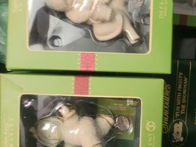 Dept 56 Snowbabies Ornaments - Eight Maids A-Milking & Five Golden Rings Set of 2