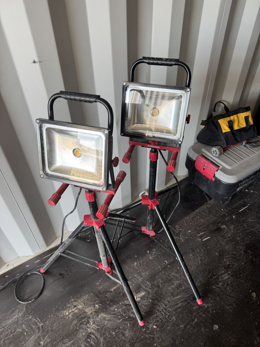 2 Husky LED Work Lights, With Adjustable Base