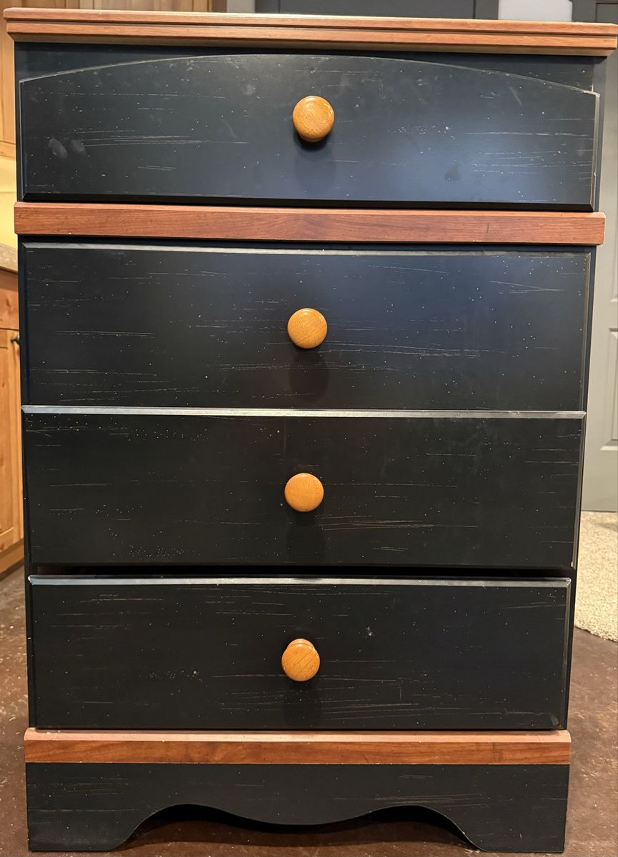 Solid wood black distressed 4-drawer dresser