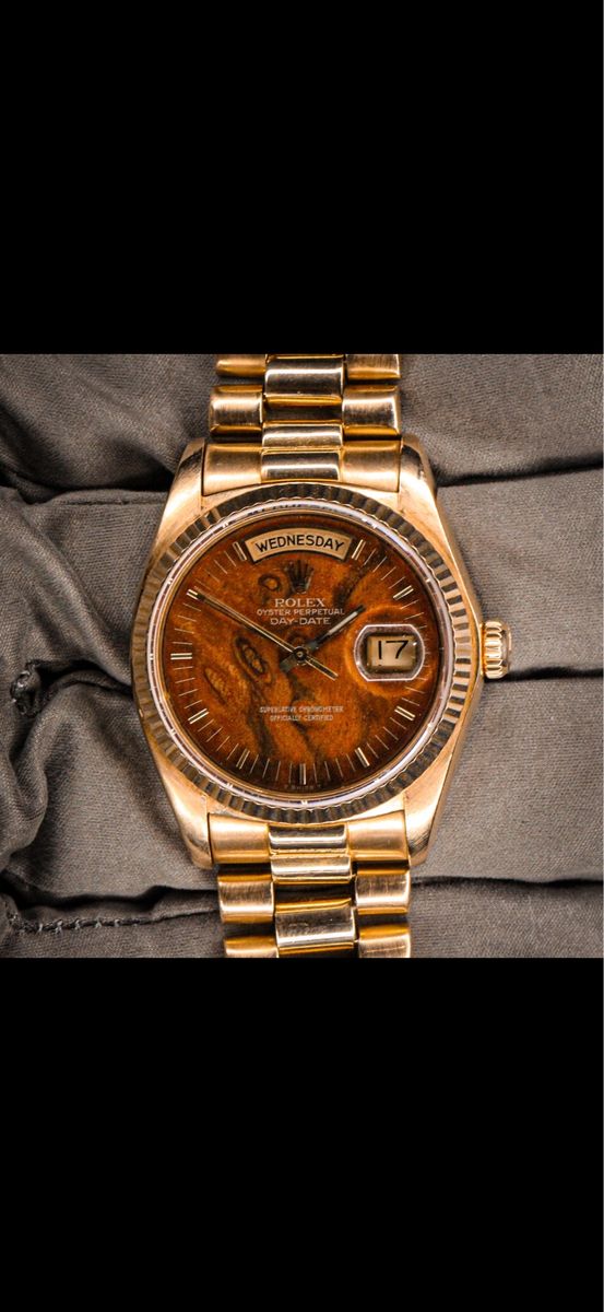 Rolex Day Date “wood dial bark” 18k gold