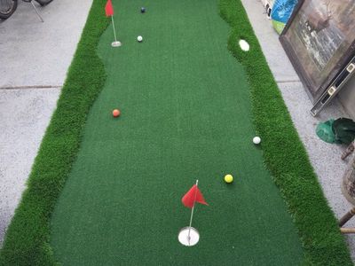 Indoor/Outdoor Golf Putting Green with 4 Holes and Flags - Practice Your Putt Anywhere!