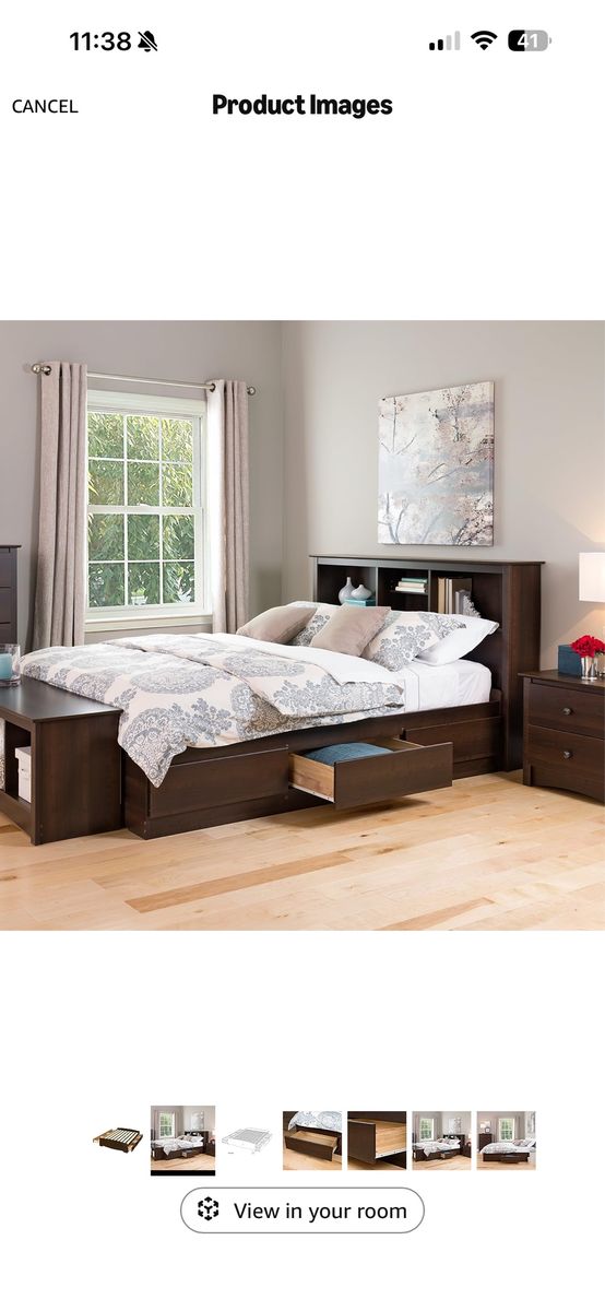 Full Mate's Platform Storage Bed with 6 Drawers, Espresso