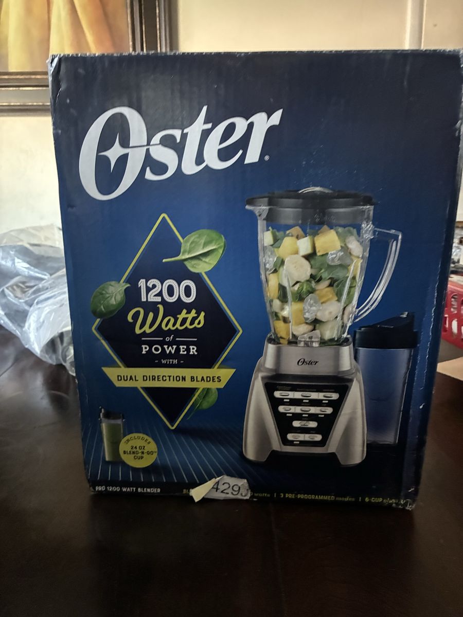 New, Oster 1200-Watt 6-Cup Blender with Dual Direction Blades & 24oz Blend-N-Go Cup
