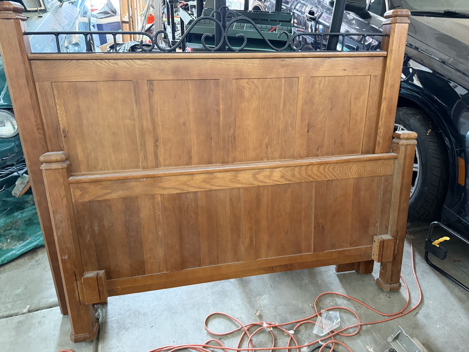 Amish solid oak headboard and foot board