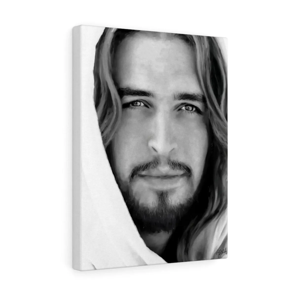 B & W Jesus Christ Portrait Unframed Unstretched Print on Canvas