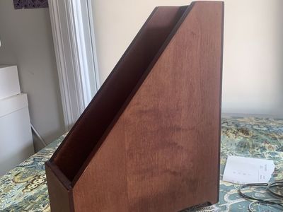 Vintage Style Wooden Magazine Holder / File Holder with Label Slot