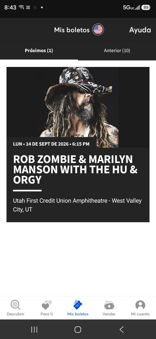 Rob Zombie & Marilyn Manson Concert Ticket - Sept 14, 2026 - Utah First Credit Union Amphitheatre GA PIT Ticket