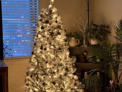 5ft Pre-Lit Snow Flocked Christmas Tree + Full Décor Bundle | Star Topper | 60+ Ornaments