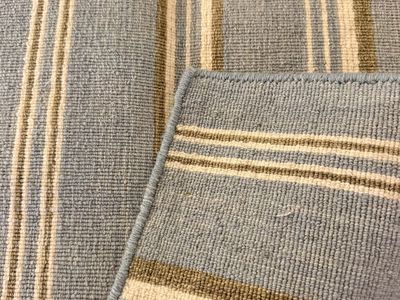 New. Handmade Elizabeth Eakins Marion Stripe Flatweave Rug Lake Como, Olive 100% Wool 24x24