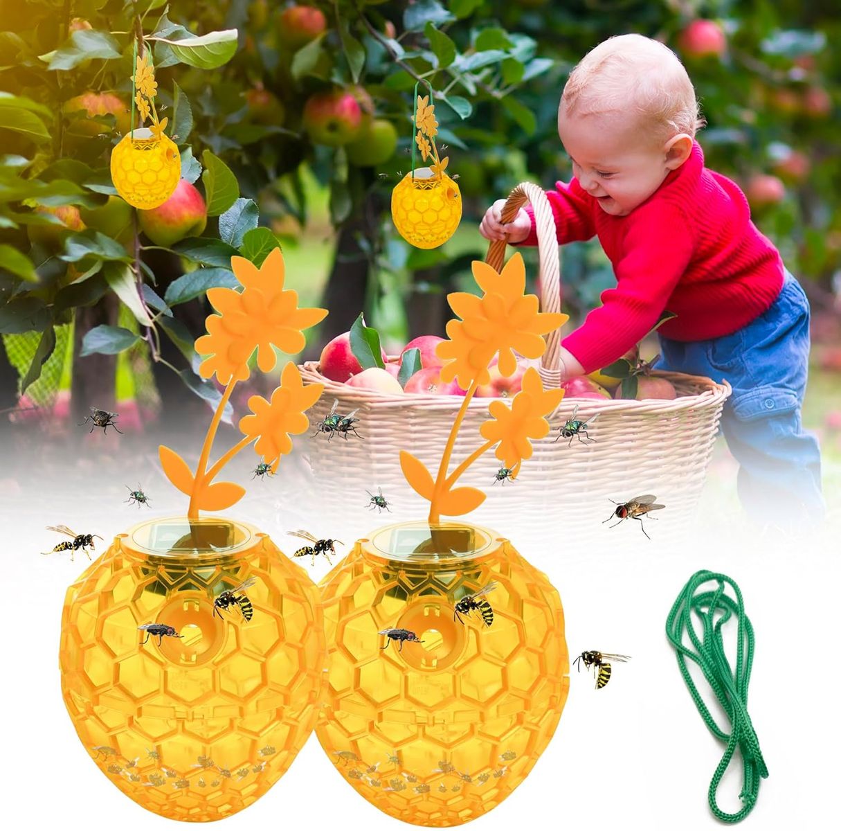 NEW Wasps Traps Outdoor Hanging, Wasp Bee Traps for Outdoor, Bees Catcher Trap, Sticky Fly Bug Insect Deterrent Killer 2 Pack