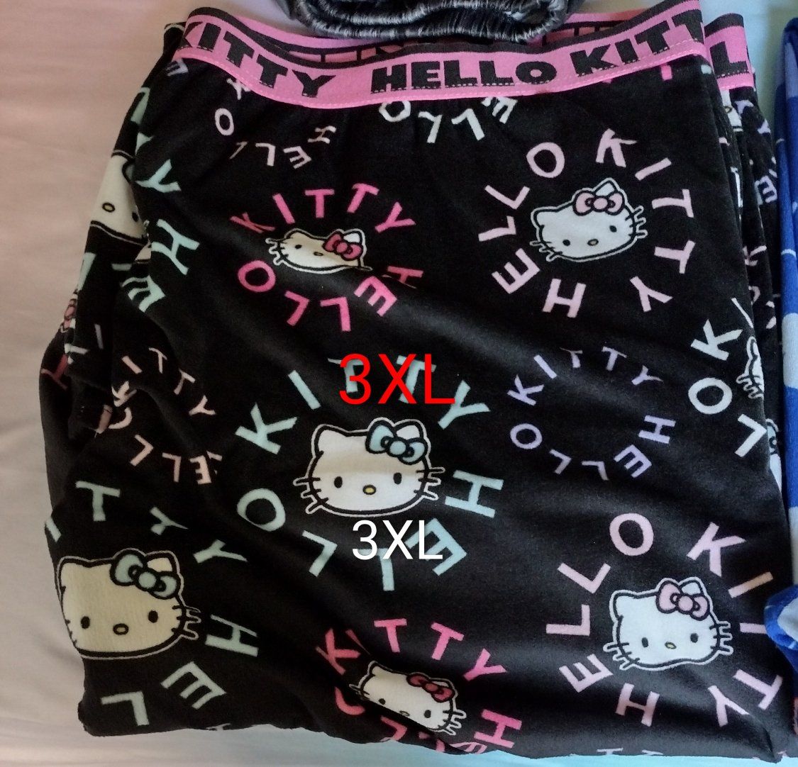 Hello Kitty Black Pink Sleep Pants 3XL Plus Size Plush Lounge Wear