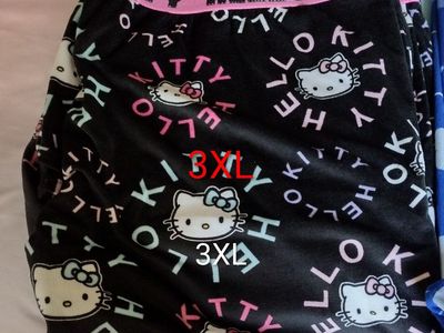 Hello Kitty Black Pink Sleep Pants 3XL Plus Size Plush Lounge Wear