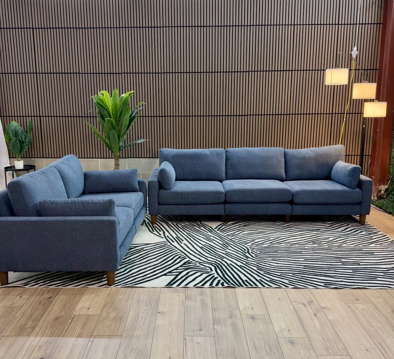 BURROW NAVY BLUE SOFA + LOVESEAT SET BRAND NEW + FREE 3 EXTRA PILLOWS