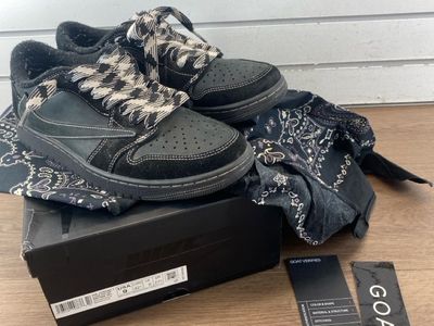 NIKE AIR JORDAN 1 LOW OG, TRAVIS SCOTT BLACK PHANTOM IN BOX (NO EXTRA LACES) #WCP040302