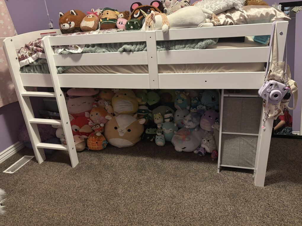 White Loft Twin Bed Frame