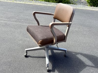 Vintage Mid Century Modern swivel desk chairs MCM adjustable height Cramer Steelcase Hall, reclining