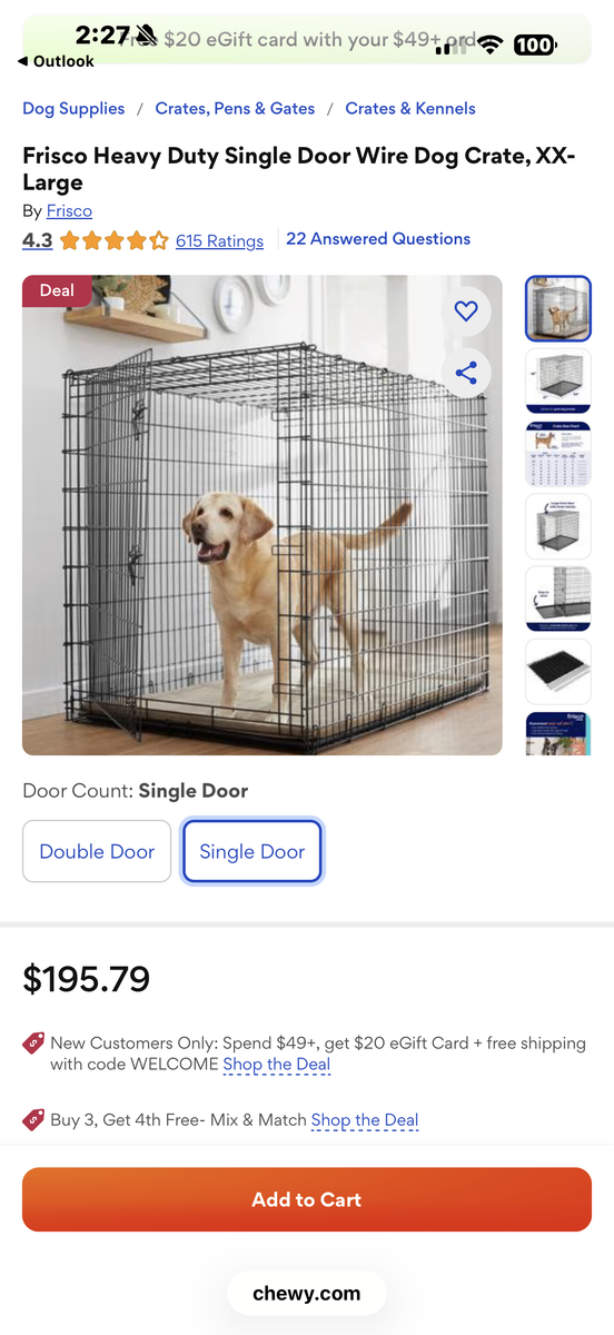 Frisco Heavy Duty Single Door Wire Dog Crate, XX-Large
