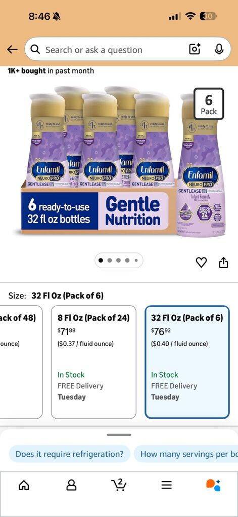 12 Enfamil NeuroPro Gentlease 32 oz Bottles