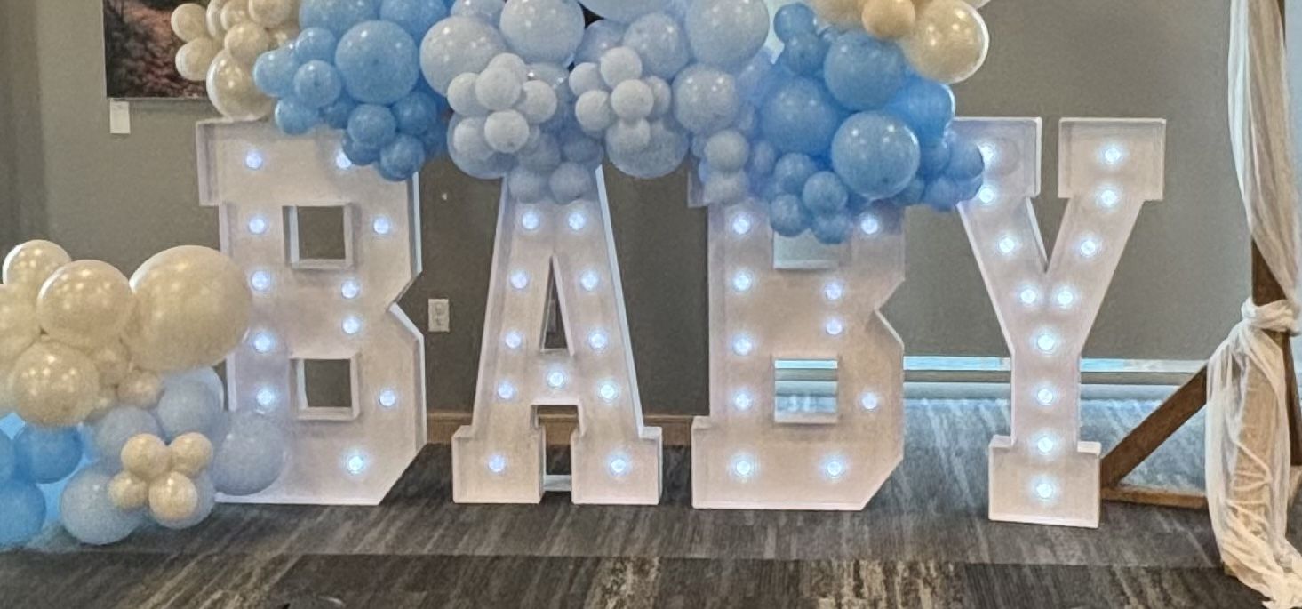 4FT Light Up BABY Letters for a Baby Shower Party