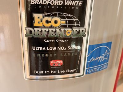 Like New Bradford White Eco Defender Ultra Low NOX Power Vent Gas Waterheater