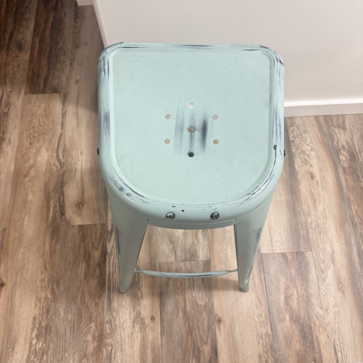 Distressed Metal Bar Stool