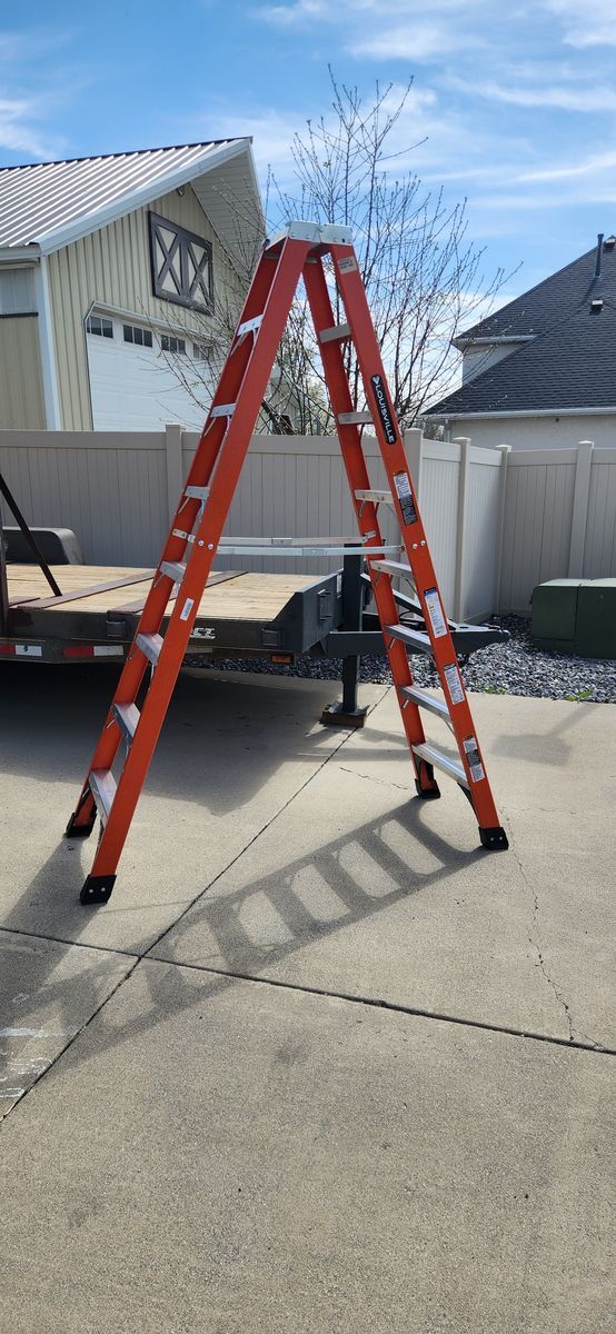 8' ft. Fiberglass Twin Step Ladder with 375 lbs. Load Capacity Type IAA Duty Rating