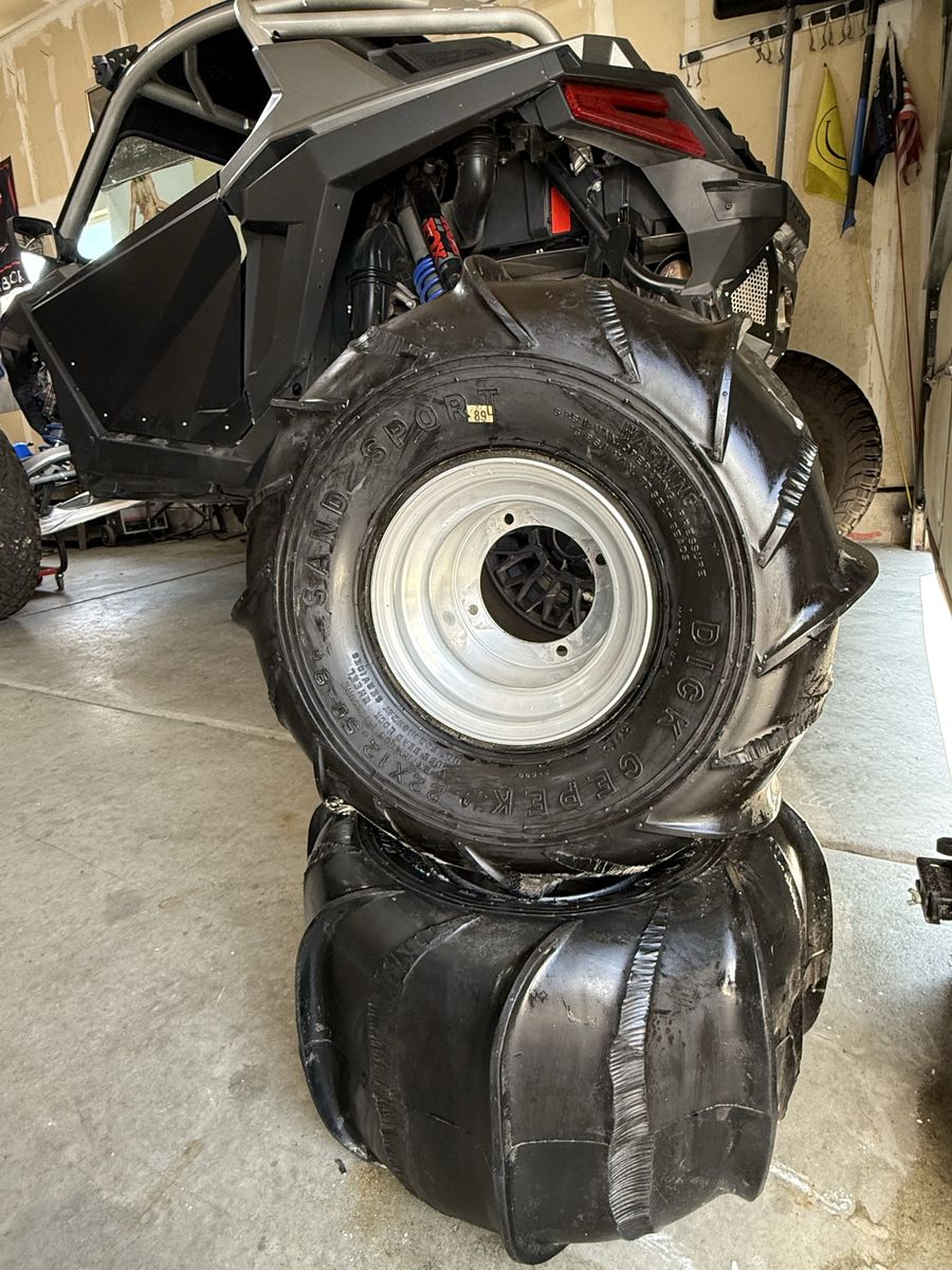 Sand Sport Paddle Tires 22x12.50-8 with Silver Wheels