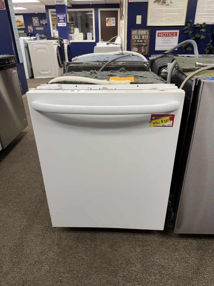 White GE Dishwasher, Standard Size, Built-in, Used Appliance