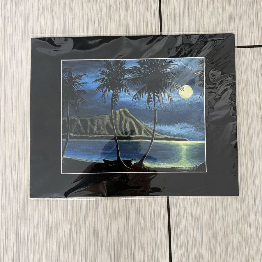 KAP Polynesian Island Nightscape Art Print Matted & Signed 2020
