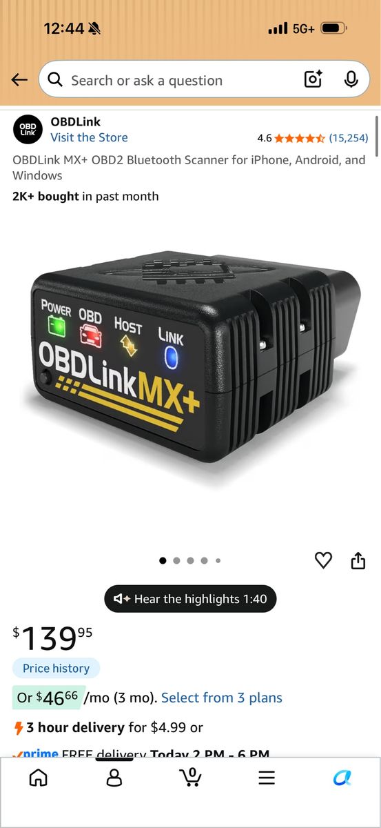 OBDLink MX+ OBD2 Bluetooth Scanner for iPhone, Android, and Windows