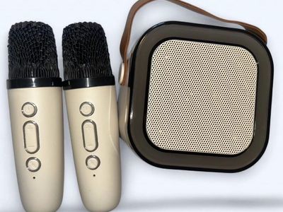 Mini Karaoke Party Set K12 with Dynamic RGB Lights USB-C Charging Wireless Bluetooth Portable Speaker and Microphones