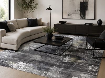 NEW Modern 8x10 Abstract Area Rug – Contemporary Gray/Black Design