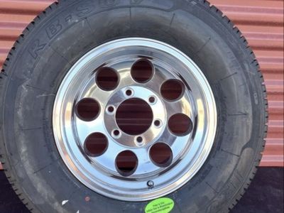 New Ironman ST 235/75 R 15 R V Tire Mounted on New Polished Wheel Perfect as a Spare for your RV 6 Lug Pattern