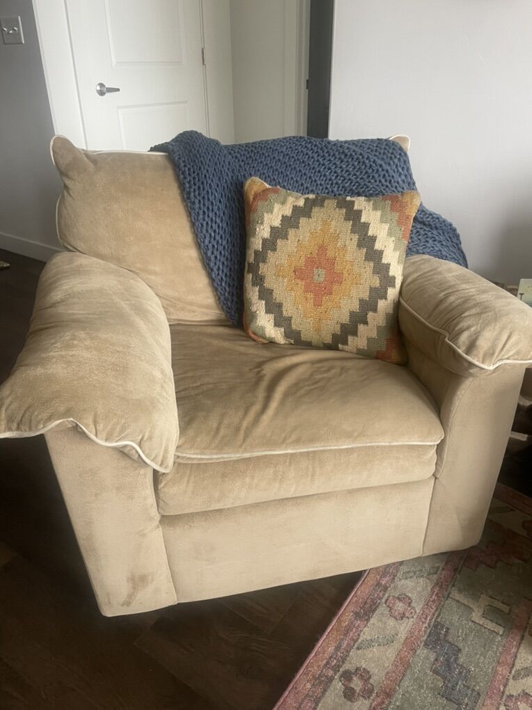 Oversized Comfy DownEast Accent Chair Tan