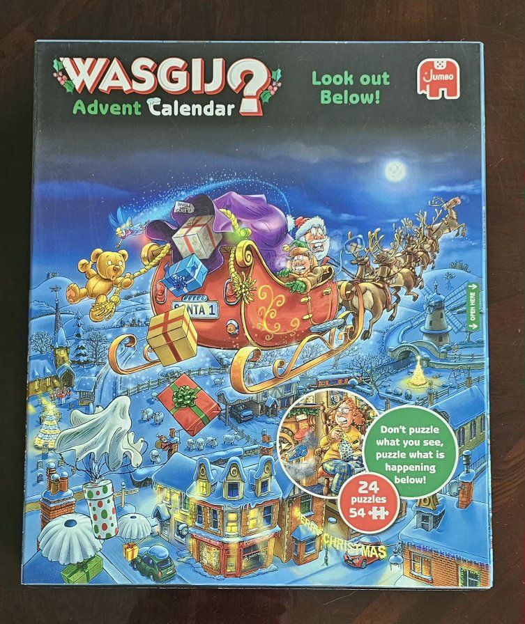 Wasgij Look Out Below! Advent Calendar Jigsaw Puzzle 24 x 54 Pieces each Puzzle 6.5"×4.4" 