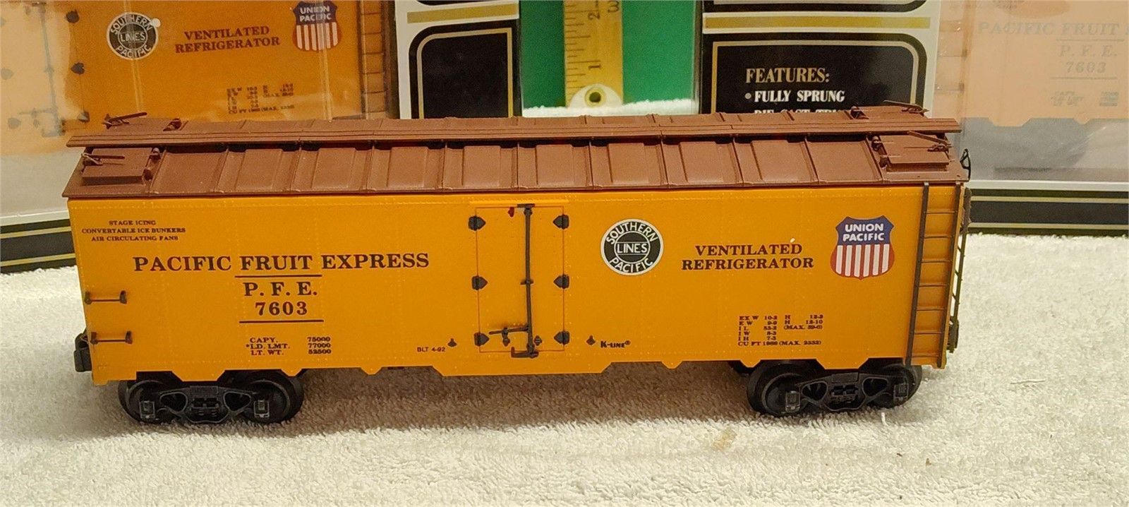 K-Line O Scale Classic Series K7603 Pacific Fruit Express PFE Ventilated Refrigerator Car