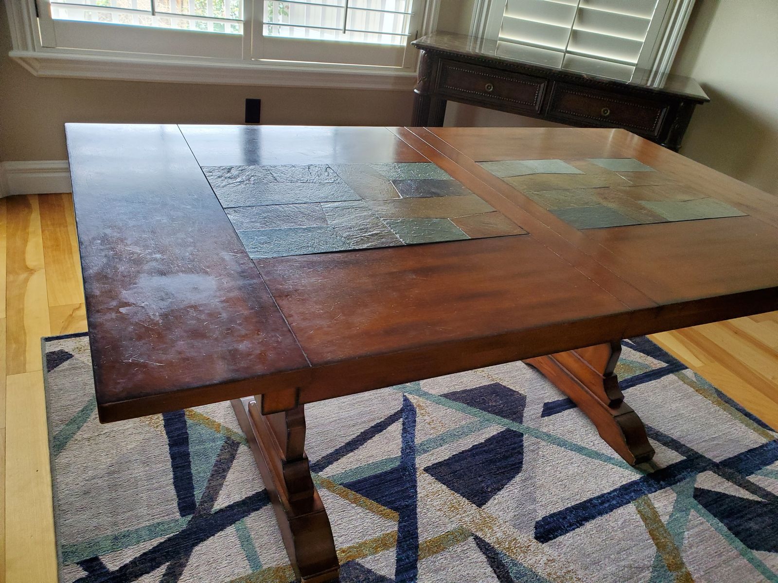 Solid Dark Wood Dining Table w/ 4 chairs
