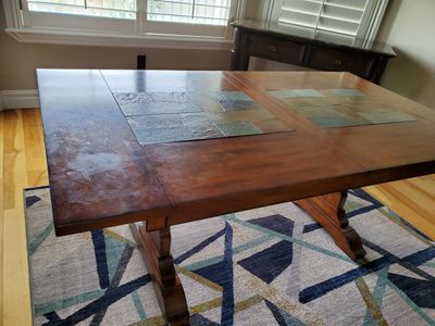 Solid Dark Wood Dining Table w/ 4 chairs