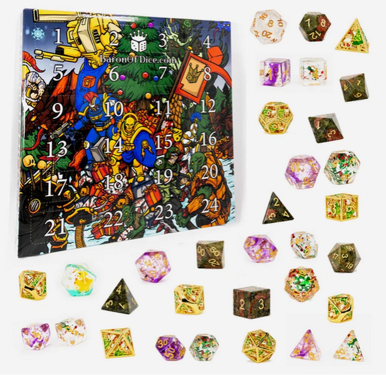 Dice set - DnD RPG Mystery DICE Calendar Box - Winter Rumble
